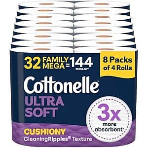 Select Prime Accounts: 32-Ct Cottonelle Ultra Soft Family Mega Rolls Toilet Paper $18.10 w/ S&S + Free S&H