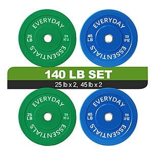 140-lb FlexWave Rubber Bumper Olympic Weight Plate Set $114 + Free S&H
