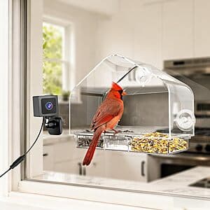 RichBird Smart Window Bird Feeder w/ 2K Camera & Suction Cups (Black) $15