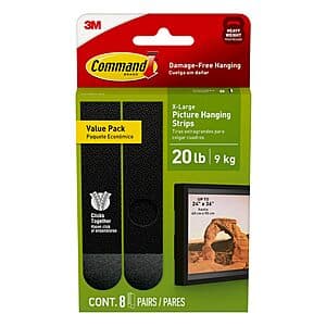 8-Pairs Command XL 20-Lb Heavyweight Picture Hanging Strips $5.60 w/ S&S