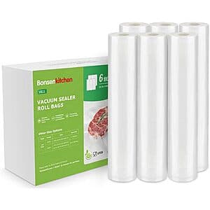 6-Pack 11"x16' Bonsenkitchen Vacuum Sealer Bag Rolls $10.70