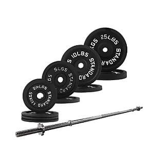 90-lbs BalanceFrom Cast Iron Standard Weight Plates Set w/ 5-Ft Bar & Star Locks $87 + Free Shipping