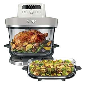 Ninja family-sized cooking system with 6.5-qt and 2.5-qt containers in blue.