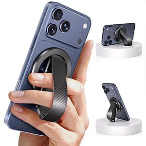 SINCEHOLY MagSafe Magnetic Phone Holder w/ Silicone Finger Strap (Black) $7