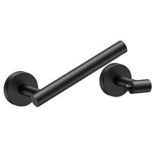 FORIOUS Pivoting Double Post Wall Mount Toilet Paper Holder (Matte Black) $6.40 & More