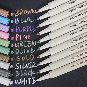 10-Count PuTwo Waterproof Metallic Fine Tip Markers (Assorted Colors) $2