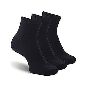 3-Pair Athletic Wool Ankle Socks (Black, Medium) $13 + Free Shipping w/ Prime