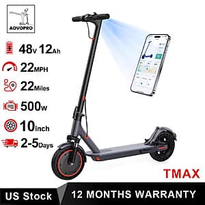 AOVOPRO TMAX 10" 500W Electric Scooter, up to 15.5mph / 21 miles $171 + Free S&H
