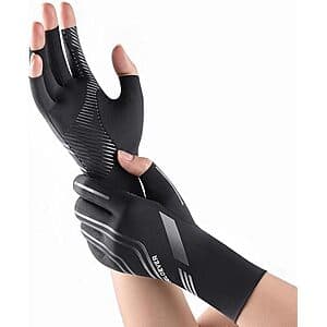 SOLOEVER Fingerless Compression Arthritis Gloves w/ Non-Slip Grip (XS-2XL) $5