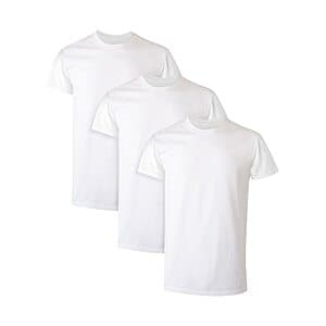Hanes Men's Moisture-Wicking Crew Undershirts: 3-Pack White $8 & More