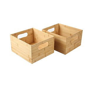 2-Pack The Home Edit Medium Bamboo Organizing & Storage Bins (10.5" x 14.5" x 6") $8.05 