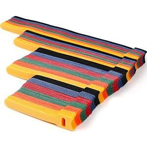 180-Piece HFengQ Reusable Multicolor Nylon Velcro Cable Ties (4",6",8",10") $4.80