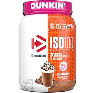 1.45-Lbs. Dymatize ISO100 100% Whey Isolate Protein Powder (Dunkin' Mocha Latte) $15.90 w/ Subscribe & Save