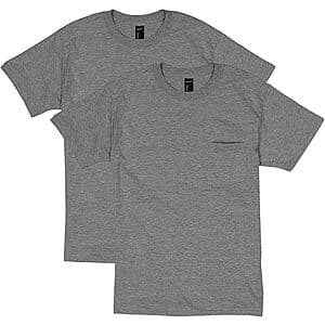 2-Pack Hanes Men's Beefy-t Cotton Blend Heavyweight Pocket T-Shirt (Charcoal) $8.30