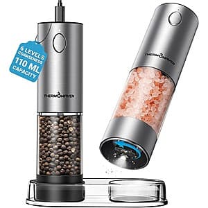 110ml ThermoMaven Electric Salt & Pepper Grinder Set w/ LED & USB-C Charging $20 + Free Shipping