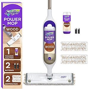 Swiffer PowerMop Wood Mop Kit w/ 2x Mop Pad Refills & Cleaning Solution (Lemon) $13.95