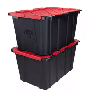 Select Home Depot Stores: 2-Pack 27-Gal HDX Flip Top Storage Totes (Black/Red) $9.90 + Free Store Pickup