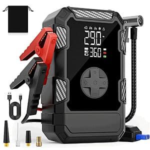 Lazyshine 4000A Portable Jump Starter & Air Compressor w/ 150PSI Tire Inflator $30 + Free S&H