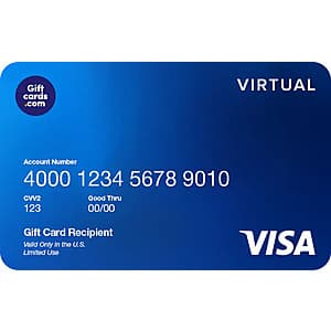 $100 Visa Virtual Gift Card $95.95