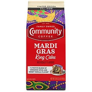 32oz. Community Coffee Mardi Gras King Cake Ground Coffee (Medium Roast) $6.70 or Less w/ Subscribe & Save