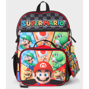 Children's backpack in solid color with character graphics, suitable for elementary school-age kids.
