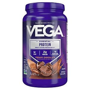 32.5oz. Vega Essential Protein 25g Vegan Protein Powder (Creamy Chocolate) $12 w/ S&S for Select Accts