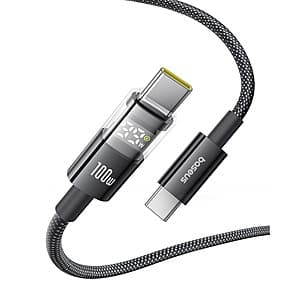 6.6' Baseus USB C 100W 5A Fast Charger Cable w/ LED Display $9
