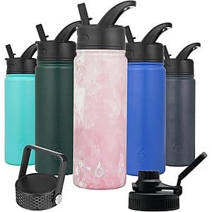 22-Oz BJPKPK Insulated Water Bottle w/ 3x Lids, 2x Straws & Cleaning Brush $5.65