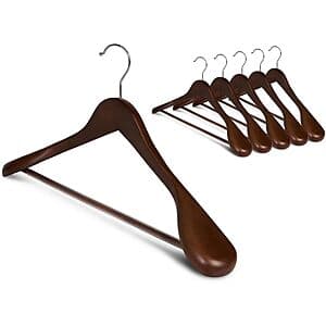 6-Pk StorageWorks Extra Wide Shoulder Wooden Hangers $13