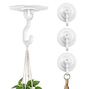 4-Pk Keno 3-Lb Adhesive Swivel Ceiling Hooks (White) $5.10