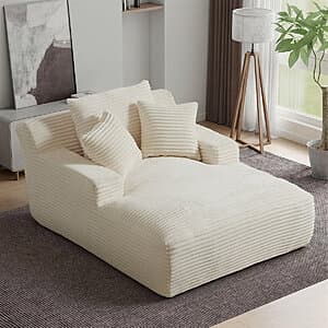 50" Latitude Run Corduroy Indoor Chaise Lounge Sleeper Sofa Chair (White/Beige) $270 + Free S&H