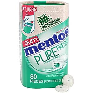 80-Pc Mentos Pure Fresh Sugar-Free Chewing Gum w/ Xylitol (Spearmint) 2 for $5.40 w/ S&S