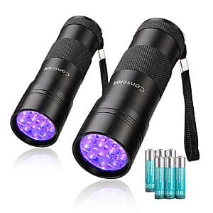 2-Pk Consciot 12 LED UV 395nm Black Light Mini Flashlight $6.60
