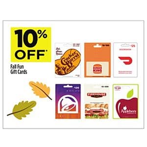 Dollar General Stores: Fall Fun Gift Cards: DoorDash, Taco Bell, Firehouse Subs 10% Off & More (Valid thru 10/10)