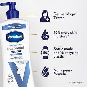 3-Pack 20.3-Oz Vaseline Intensive Care Advanced Repair Body Lotion (Unscented) $8.25 w/ Subscribe & Save