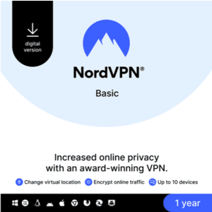 1-Year NordVPN Basic, Premium VPN Service (10 Devices/Digital Download) $19