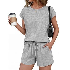 2-Piece Ekouaer Women's Cotton Pajamas Set (various colors) $13