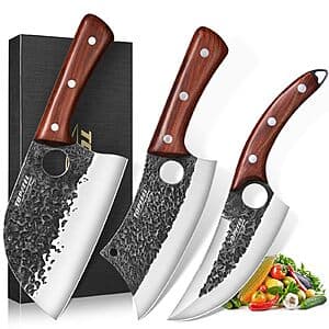 3-Pc Topfeel Butcher Knife Set (Chef Knife, Meat Cleaver & Viking Knife) $22.80 + Free S&H
