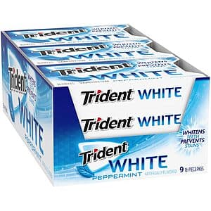 9-Pack 16-Piece Trident White Sugar Free Chewing Gum (Peppermint Flavor) $7 w/ Subscribe & Save