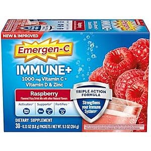 Select Accounts: 30-Ct 0.31-Oz Emergen-C Immune+ Triple Action Drink Powder (Raspberry) $4.55 w/ Subscribe & Save