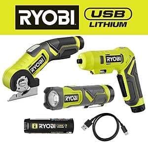 Ryobi USB Lithium 3-Tool Cordless Combo Kit w/ 2Ah Battery & Charging Cable $59 + Free Shipping