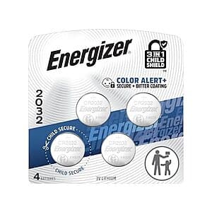 4-Count Energizer CR2032 Batteries $4 + Free S&H w/ Amazon Prime