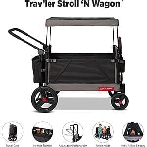 Radio Flyer Trav'ler Stroller Foldable Wagon w/ Protective Cover (Black) $155 + Free S&H