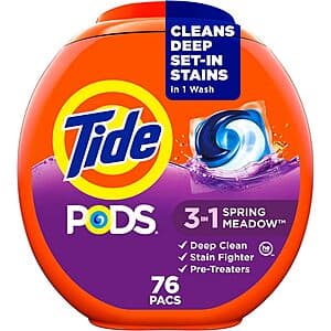 76-Count 3-in-1 Tide Pods Liquid Laundry Detergent Soap Pacs (Spring Meadow) 4 for $54.15 w/ Subscribe & Save + Free S&H