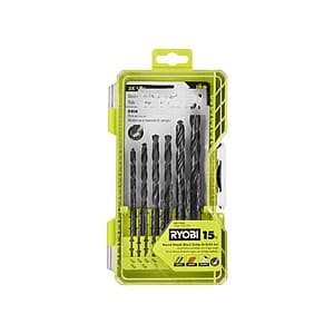 15-Piece RYOBI Black Oxide Round Shank Drill Bit Set $5.95 + Free Shipping