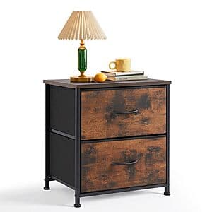 2-Drawer Nightstand Wooden Top Fabric Bins End Table (brown) $15.50