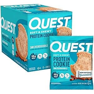 Quest Nutrition: 12-Count 2.04-Oz Protein Cookie (Snickerdoodle) $12.35 w/ Subscribe & Save & More