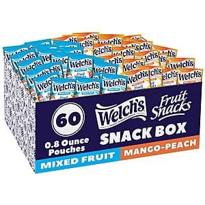 60-Pk 0.8oz. Welch's Fruit Snack Pouches (Mixed Fruit & Mango Peach) $8.45 w/ S&S
