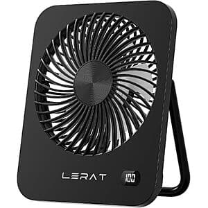 5-Speed Lerat USB Rechargeable Foldable Portable Desk Fan: White $10, Black $9