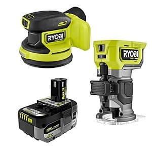RYOBI ONE+ HP 18V Brushless Router & 5" Random Orbit Sander w/ 4Ah HP Battery $143 + Free S&H